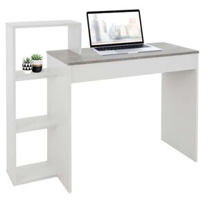 ECD-Germany Skrivebord med hylde 110x72x40 cm hvid/beton-look træ ML-Design