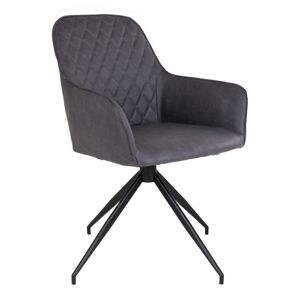 Homeshop Spisebords drejestol i mørk grå PU med sorte ben HN1221 - 1001166