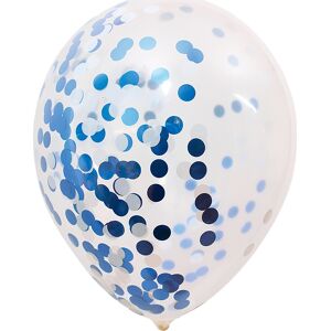 No-Name Ballon Med Konfetti, Blå/hvid, 30 Cm, 5 Stk.