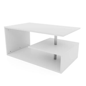 FF Europe Sofabord - 90x50 Cm, Med Opbevaringsplads, Moderne, Firkantet, Hvidt