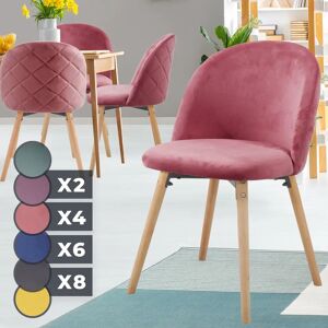 FF Europe Spisebordsstole - Pink, Sæt Med 4, Fløjlssæde, Moderne, Polstrede Ben Af Bøgetræ, Med Ryglæn