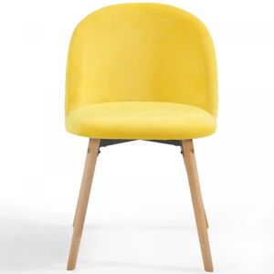 FF Europe Spisebordsstole - Gule, Sæt Med 4, Fløjlssæde, Moderne, Polstrede Ben Af Bøgetræ, Med Ryglæn