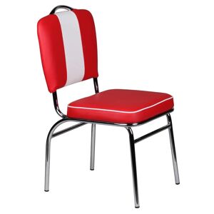 Skyport Amerikansk Spisebordsstol I Retro Rød Og Hvid, Betrukket Kunstlæder