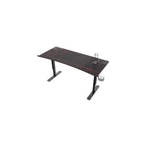 Ultradesk Cruiser Gaming Desk, Højdejusterbar 660-812mm, Sort med rød måtte