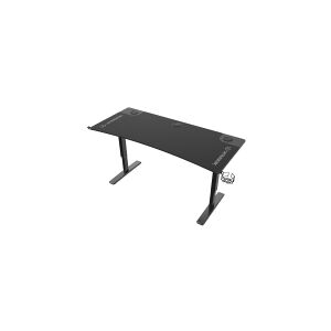 Ultradesk Cruiser Gaming Desk, Højdejusterbar 660-812mm, Sort med sort måtte