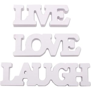 Sæt med 3 bogstaver Wood Love Live Laugh Stand Letters Bord vægdekoration