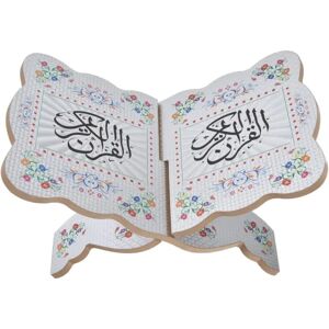 BATTERY CDQ Vikbar koranhållare i trä, muslimsk arabisk kalligrafibibelhållare (vit) White