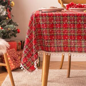 Julepynt nytår dug Plaid snefnug Jul Hjem Spisebord Dæk Rektangulær Sofabord Dug Small yellow and red 110x170cm
