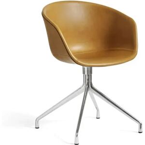 HAY AAC21 About A Chair Spisebordsstol SH: 46 cm - Polished Aluminium/Leather Sierra/Kelato Cognac SIK1003