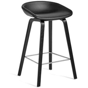 Hay AAS33 Barstol High SH: 75 cm - Black Lacquered Oak / Sierra SI1001 / Stainless Steel Footrest