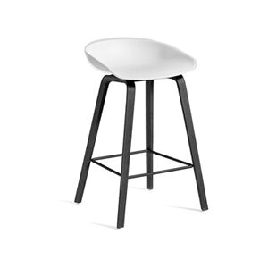 Hay AAS32 Barstol Low SH: 65 cm - Black Lacquered/ White / Footrest Powder Coated Black