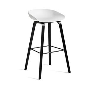 Hay AAS32 Barstol High SH: 75 cm - Black Lacquered / White / Footrest Black Powder Coated Steel