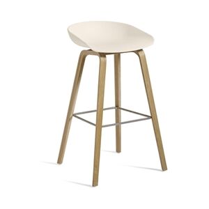 Hay AAS32 Barstol High SH: 74 cm - Soaped Oak Veneer / Cream White / Footrest Stainless Steel