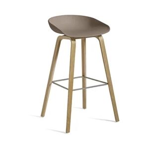 HAY AAS32 Barstol High SH: 75 cm - Soaped Oak Veneer / Khaki / Footrest Stainless Steel