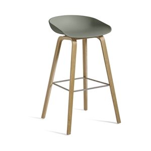 HAY AAS32 Barstol High SH: 75 cm - Soaped Oak Veneer / Dusty Green / Footrest Stainless Steel