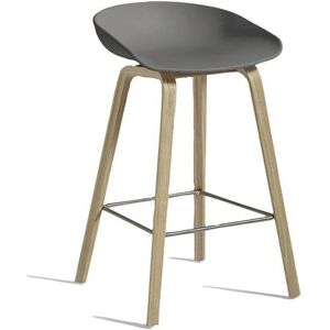 Hay AAS32 Low Barstol SH: 65 cm - Soaped Oak Veneer / Grey / Footrest Stainless Steel