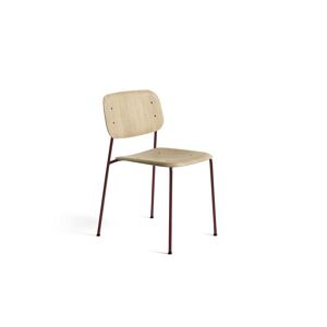 HAY Soft Edge 40 Chair w. Standard Gliders SH: 47,5 cm - Lacquered Oak/Fall Red Powder Coated Steel