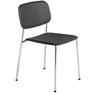 Hay Soft Edge 40 Chair w. Standard Gliders SH: 47,5 cm - Soft Black Lacquered Oak/Chromed Steel