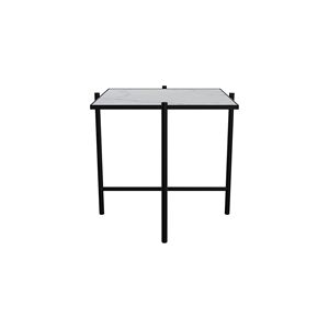 HANDVÄRK FURNITURE Side Table L: 50 D: 50 H: 47 cm - Sort Stel / Hvid Marmor