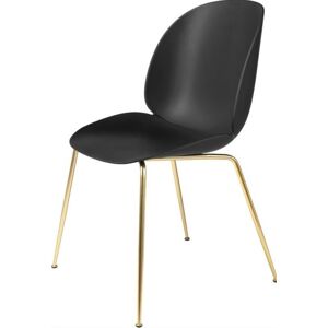 GUBI Beetle Dining Chair Conic Base - Brass Base / Black Shell