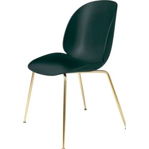 Gubi Beetle Dining Chair Conic Base - Brass Base / Dark Green Shell