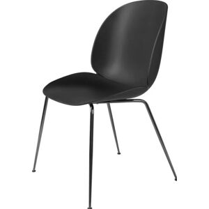 Gubi Beetle Dining Chair Conic Base - Black Chrome Base / Black Shell