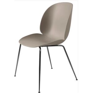 Gubi Beetle Dining Chair Conic Base - Black Chrome Base / New Beige Shell