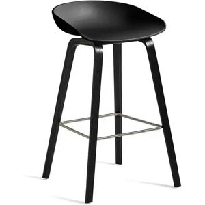 Hay AAS32 Barstol Low SH: 64 cm - Black Stained Oak Veneer / Black / Footrest Stainless Steel