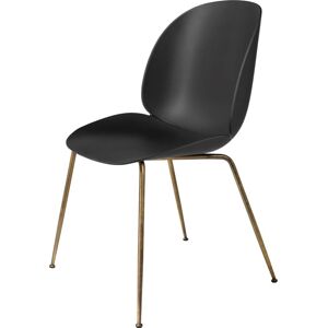 Gubi Beetle Dining Chair Conic Base - Antique Brass Base / Black Shell