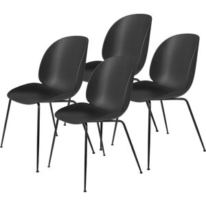 Gubi Beetle Dining Chair Conic Base 4 stk - Black Matt Base/Black Shell