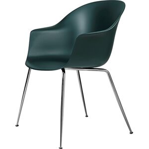 Gubi Bat Dining Chair Conic Base - Chrome base/Dark green