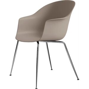 Gubi Bat Dining Chair Conic Base 45 cm - Chrome base/New beige