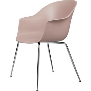 Gubi Bat Dining Chair Conic Base 45 cm - Chrome base/Sweet pink