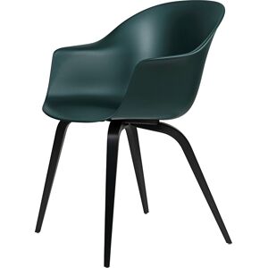 Gubi Bat Dining Chair Wood Base - Black Stained Beech/Dark green