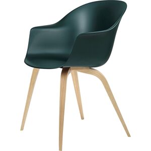 GUBI Bat Dining Chair Wood Base 45 cm - Oak/Dark green