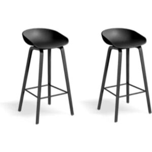 HAY AAS32 Bar Chair Low 2 stk. SH: 64 cm - Black Stained Oak Veneer/Black Powder Coated Steel