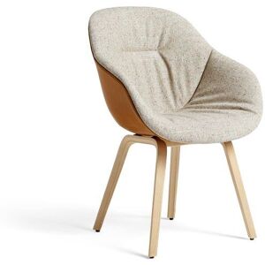 Hay AAC123 Soft Duo About a Chair Spisebordsstol Polstret SH: 47,5 cm - Lacquered Oak Veneer/Bolgheri LGG60/Sense Cognac