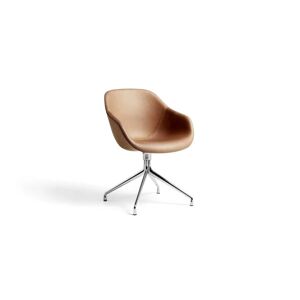 HAY AAC121 About a Chair Spisebordsstol Polstret SH: 47,5 cm - Polished Aluminium/Sense Cognac