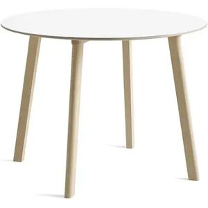 Hay CPH Deux 220 Table Ø: 98 cm - Untreated Solid Beech/Pearl White Laminate