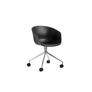 Hay AAC 24 About A Chair SH: 46 cm - Polished Aluminium/Black/Sierra SI1001 Fixed Seat Cushion