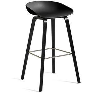 Hay AAS32 Barstol High SH: 74 cm - Black Stained Oak Veneer / Black / Footrest Stainless Steel