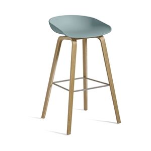 Hay AAS32 Barstol High SH: 74 cm - Soaped Oak Veneer / Dusty Blue / Footrest Stainless Steel