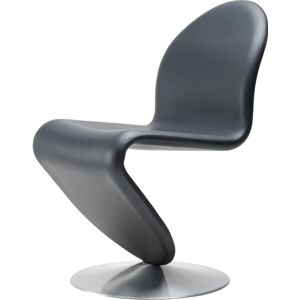 Verpan System 1-2-3 Dining Chair Standard SH: 47 cm - Black Savanne Leather/Aluminium