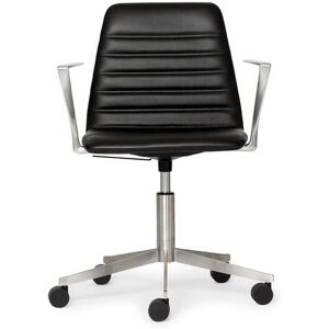 Paustian Spinal Chair 44 High w. Armrest SH: 43-55 cm - Chrome Base w. Castors/Black Sierra Leather