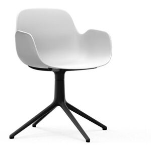 Normann Copenhagen Form Drejestol m. armlæn SH: 44cm - Hvid/Sort Aluminium