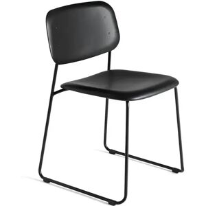 HAY Soft Edge P10 Sled Chair Upholstery m. Standard Gliders SH: 47,5 cm - Black/Sense Black