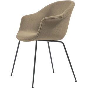 Gubi Bat Dining Chair Fully Upholstered Conic Base SH: 48 cm - Black Matt/Light Bouclé 003