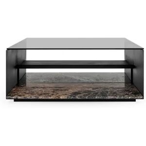 Wendelbo Expose Coffee Table Large 100x100 cm - Dark Emerador Marble w. Smoked Glass/Black Powder Coated Steel