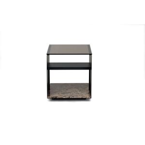 Wendelbo Expose Side Table Small 45x45 cm - Dark Emerador Marble w. Smoked Glass/Black Powder Coated Steel