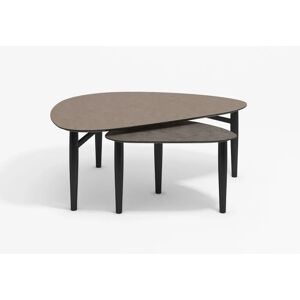 Thomsen Furniture Katrine Sofabord Trekant Lille 42x67x45 cm - Stenlook Gråbrun/Sortlakeret Eg